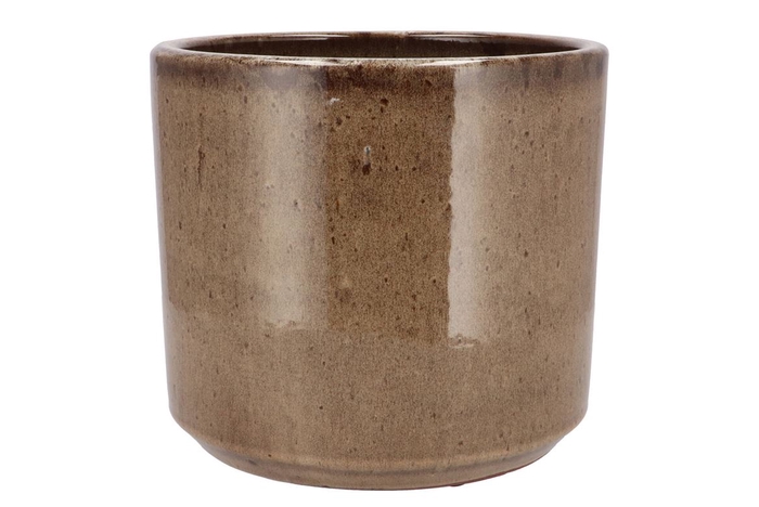 <h4>Javea Cilinder Pot Glazed Taupe 26x23cm</h4>