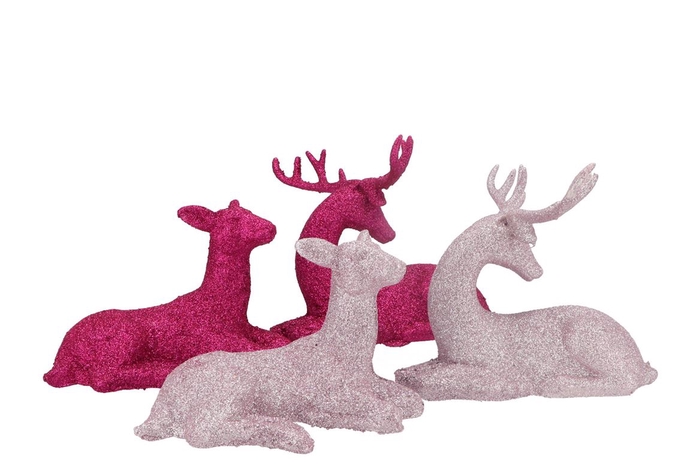 Sparkle Fuchsia/pink Deer Couple Ass 20x12x12cm