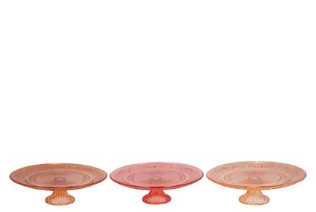 <h4>Dayah Coral Sunset Glass Plate On Foot 25x9cm Ass</h4>