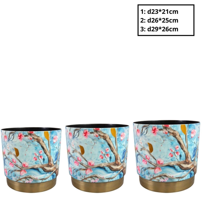 <h4>Metaal Blossom pot S/3 d29*26cm</h4>
