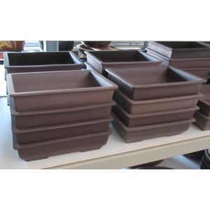 Bonsai pot rectangle, brown unglazed (32x24x8)