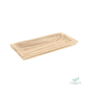 WOODEN PLATE RECT L38.5W18.5H4 BROWN