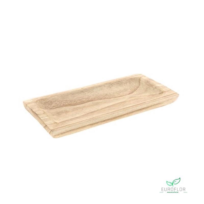 WOODEN PLATE RECT L38.5W18.5H4 BROWN