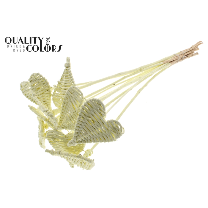 <h4>Lata Heart 8cm on stem Hat type Covered Creme</h4>