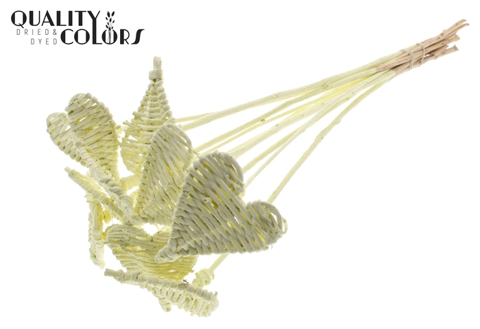 Lata Heart 8cm on stem Hat type Covered Creme