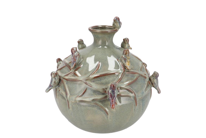 <h4>Bird Vase Globe Moss 23x23x23cm</h4>