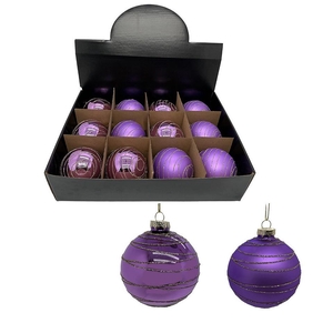 Christmas bauble Lines 80mm ass.