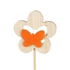 Bijsteker bloem hout+velvet 7cm+50cm stok oranje