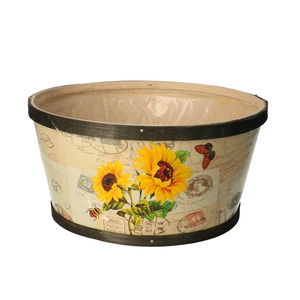 Wood Sunflower tray d22*11cm