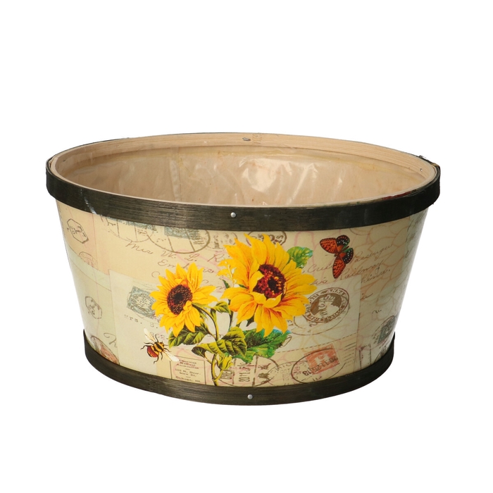 <h4>Wood Sunflower tray d22*11cm</h4>