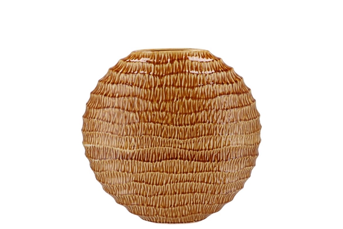 <h4>Inga Jada Brown Oval Vase Active Glaze Wave 23x10x22cm</h4>