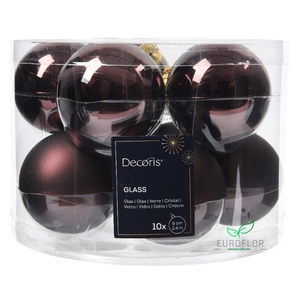 KERSTBAL GLASS 60MM 10PCS BLACK TRUFFLE