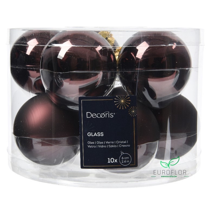 <h4>KERSTBAL GLASS 60MM 10PCS BLACK TRUFFLE</h4>