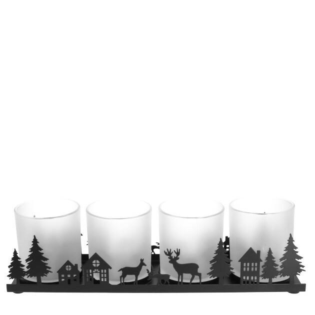 <h4>Christmas Glass frame xmas+4pot 35*9*10cm</h4>