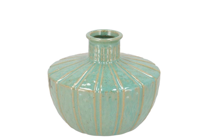 <h4>Sifan Aqua Green Vase Long Round 18x18x15cm</h4>