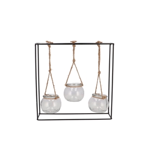 Polly Black Metal Rack 3 Glass Hanging 28x8x29cm