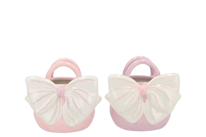 <h4>Yfke Dreamy Light Pink/purple Vase Bag Bow Ass 18x14x17cm</h4>