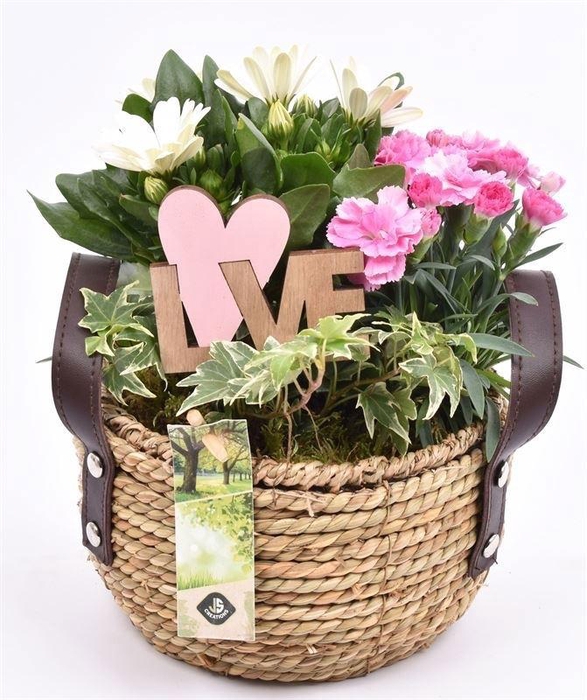 Touwmand met leer handv.18-20cm