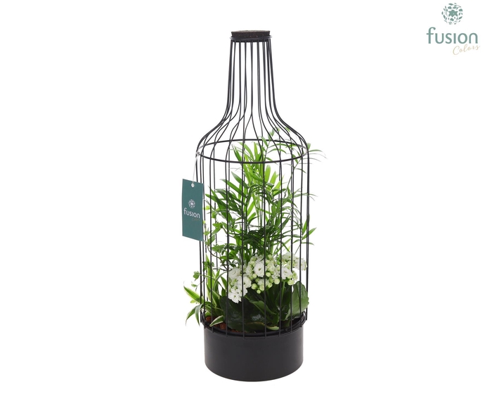 <h4>Metaal fles zwart Large met arrangement</h4>