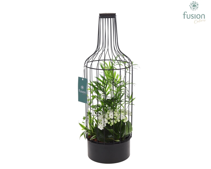 <h4>Metaal fles zwart Large met arrangement</h4>