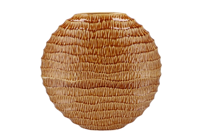 <h4>Inga Jada Brown Oval Vase Active Glaze Wave 41x14x39cm</h4>