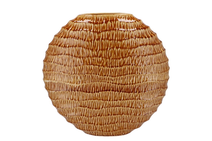 <h4>Inga Jada Brown Oval Vase Active Glaze Wave 41x14x39cm Nm</h4>
