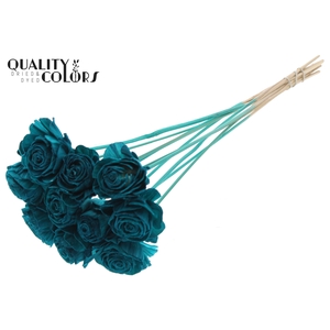 Shola Beauty Rose 6cm on stem Turquoise