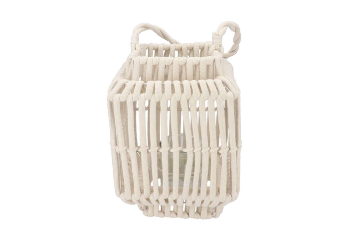 <h4>Cruz White Lantern Square Rope 17x25x34cm</h4>