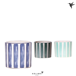 Kolibri Home Painted Stripe pot blue mix