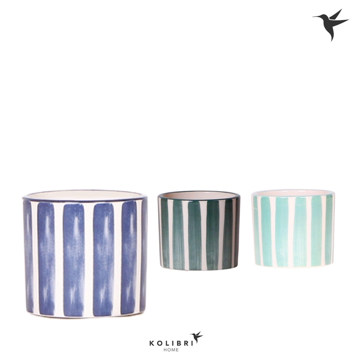 <h4>Kolibri Home Painted Stripe pot blue mix</h4>