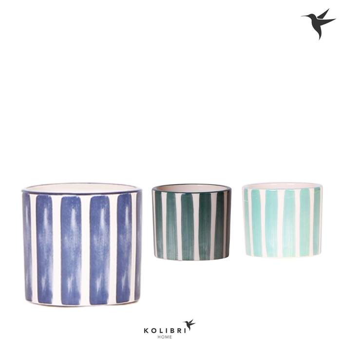 <h4>Kolibri Home Painted Stripe pot blue mix</h4>