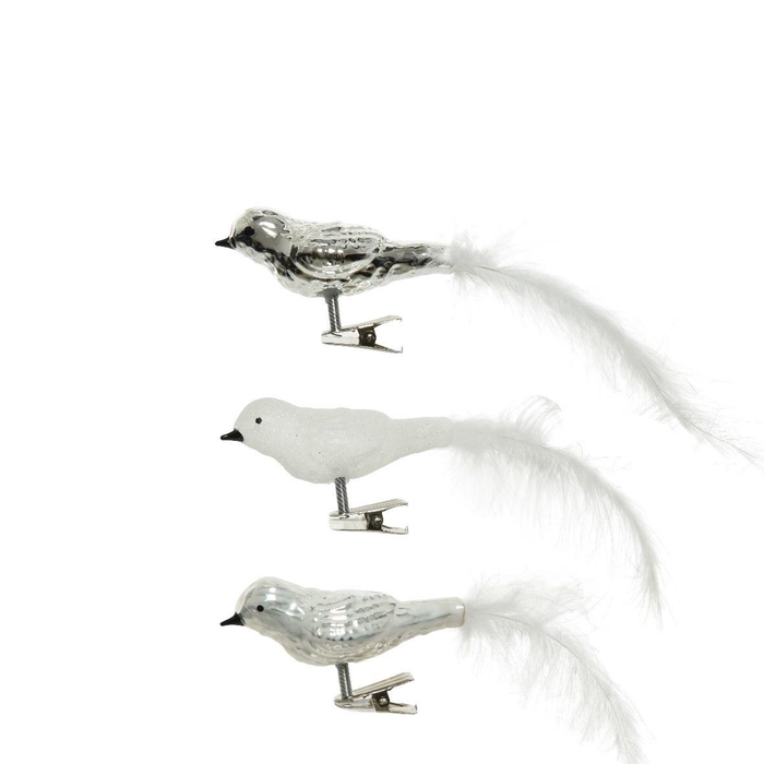 <h4>Christmas Deco bird glass+clip 8cm</h4>