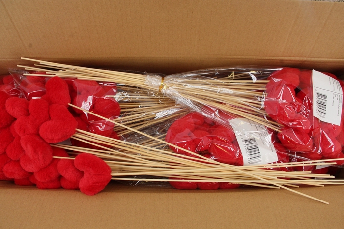 <h4>Stick Heart Fluffy 7,5cm Red</h4>