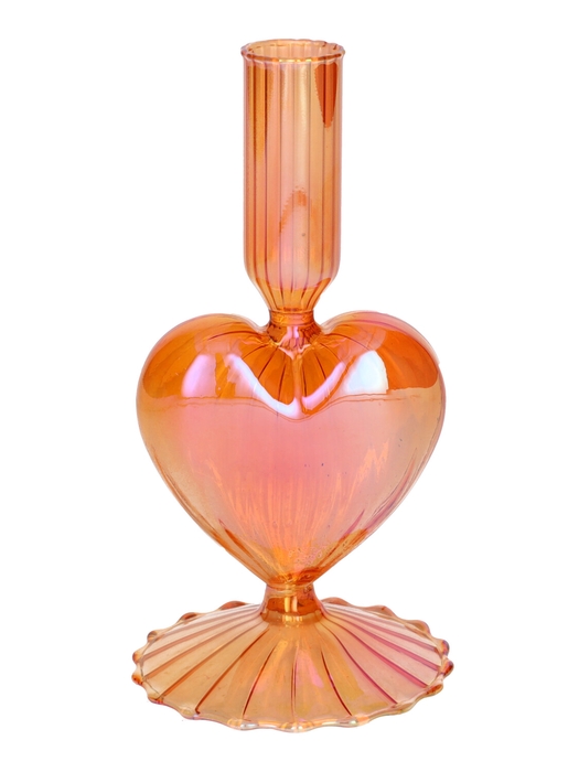 <h4>DF02-730702300 - Candle hldr Lovely 8.5x8.5x16.5 peach+pearl</h4>