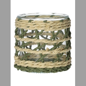 DF02-740485400 - Candle holder Vina1 d7.8/8.5xh8 green/natural
