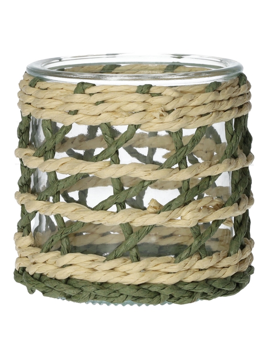 <h4>DF02-740485400 - Candle holder Vina1 d7.8/8.5xh8 green/natural</h4>