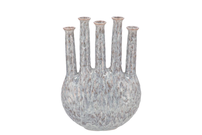 <h4>Inga Jahra Grey Vase Oval Tube Active Glaze 28x12x39cm Nm</h4>