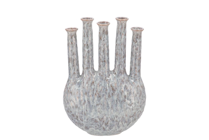 <h4>Inga Jahra Grey Vase Oval Tube Active Glaze 28x12x39cm</h4>