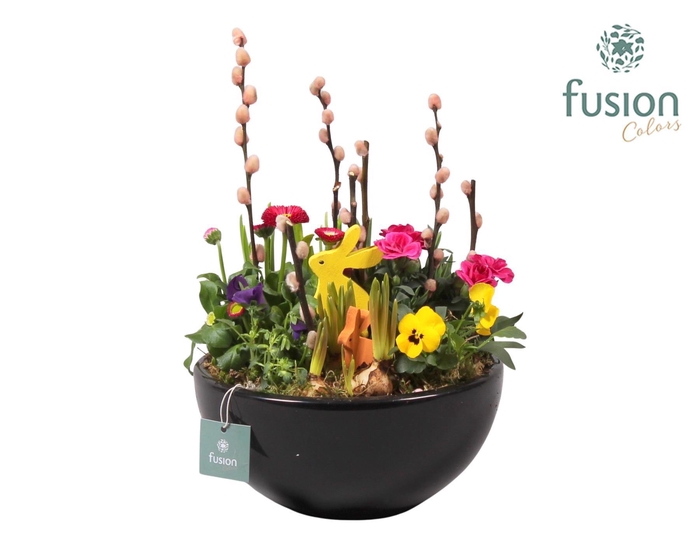 <h4>Schaal keramiek Moon Large zwart Pasen met Arrangement</h4>