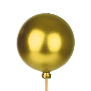 Bijsteker Kerstbal mat 6cm+50cm stok goud 100 100st/doos