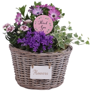 Mothersday Arr. Outdoor Willow Basket Flowersign Ø27cm 4PP