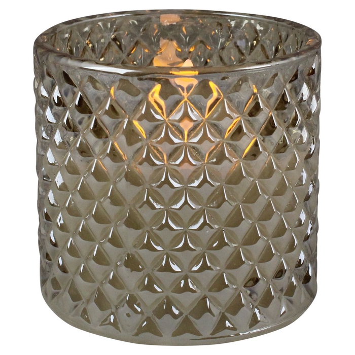 <h4>DF12-MB-10585 - Led candle in glass 8cm champagne b/o</h4>