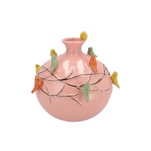 Bird Vase Tube Pink 29x29x28cm