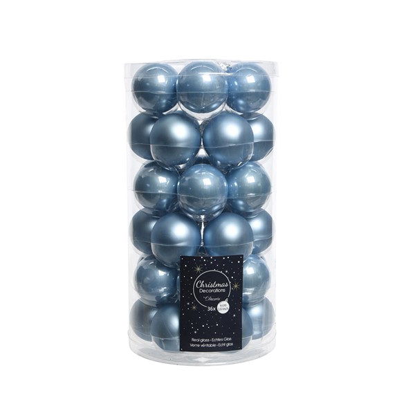 KERSTBAL GLASS 40MM 36PCS STEELBLUE
