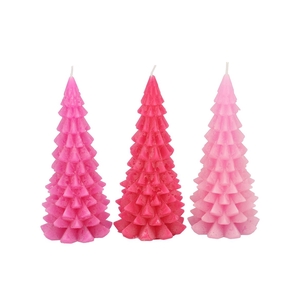 Candle Frosty X-mas Tree Jolly Pink Mix 9x20cm Ass