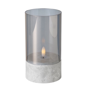 LED candle Livel, Round, H 14,5 cm, D 8 cm, Timer, grey, 4066076478903, 2055738