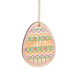 Hanger ei Easter hout 7x5cm+16cm touw