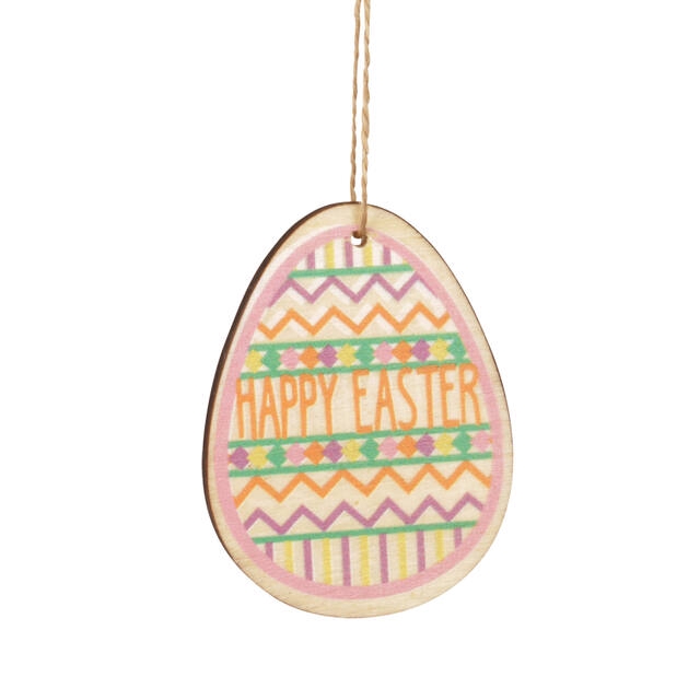 <h4>Hanger ei Easter hout 7x5cm+16cm touw</h4>