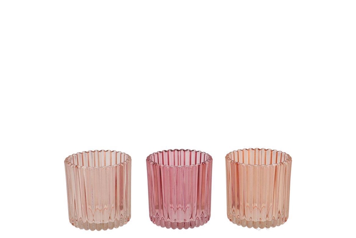 <h4>Roman Sweets Pink Mix Glass Candle Holder Ass 8x8x8cm Nm</h4>