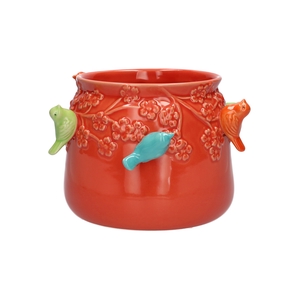 DF03-666782447 - Pot Birds d13/15.5xh12.5 cherry